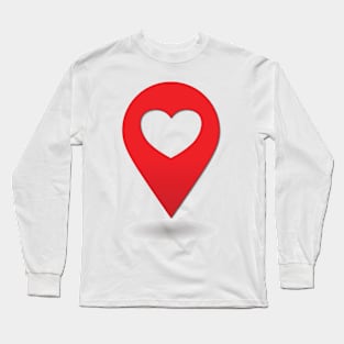 Heart Location Icon - light background Long Sleeve T-Shirt